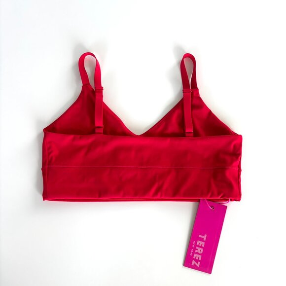 NWT Terez Action Hot Red V-neck Sports Bra w Adjustable Back Straps, XS - Picture 3 of 5